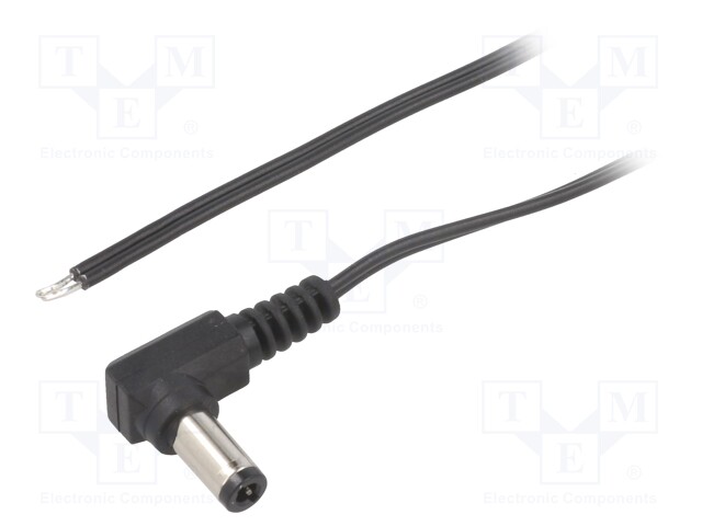 Cable; wires,DC 5,5/2,5 plug; angled; 0.35mm2; black; 1.5m