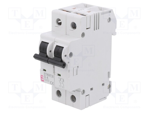 Circuit breaker; 230/400VAC; Inom: 4A; Poles: 2; DIN; Charact: D