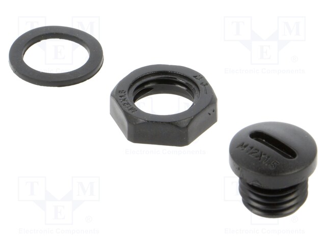 Stopper; M12; 1.5; polyamide; black; Thread: metric