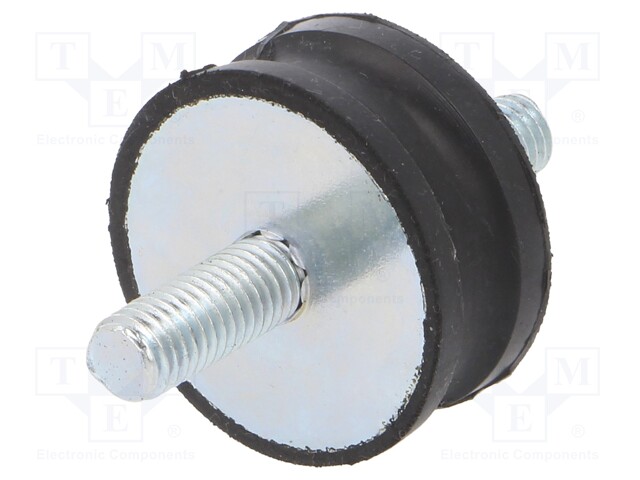 Vibration damper; M8; Ø: 35mm; rubber; L: 15mm; Thread len: 20mm