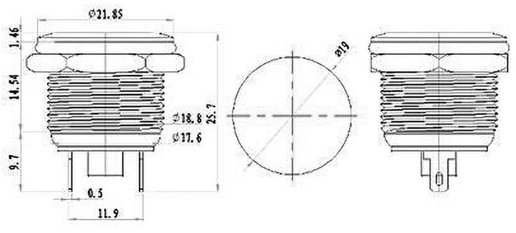 Indicator: LED; flat; 24VDC; 24VAC; Cutout: Ø19mm; brass