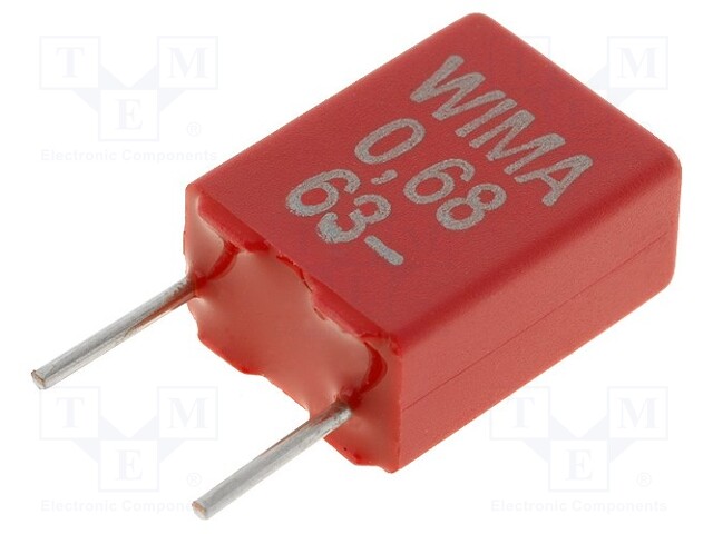 Capacitor: polyester; 680nF; 40VAC; 63VDC; Pitch: 5mm; ±10%