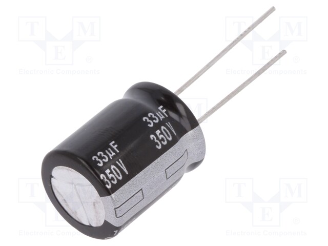 Capacitor: electrolytic; THT; 33uF; 350VDC; Ø16x20mm; Pitch: 7.5mm