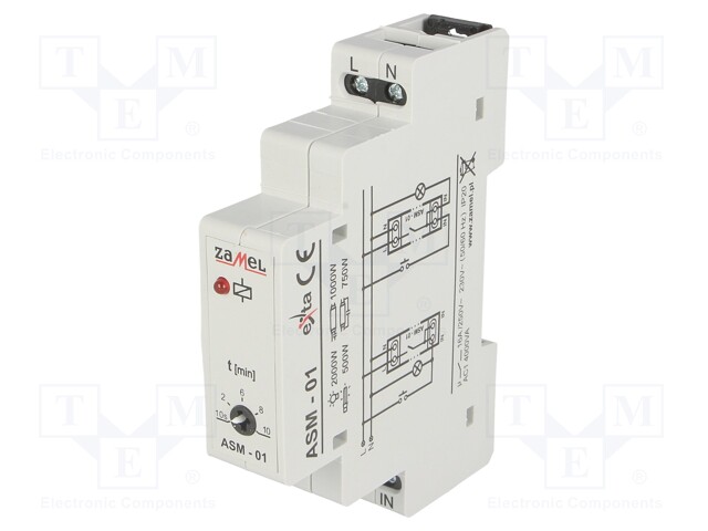 Staircase timer; IP20; 230VAC; SPST-NO; DIN; 16A; -20÷45°C