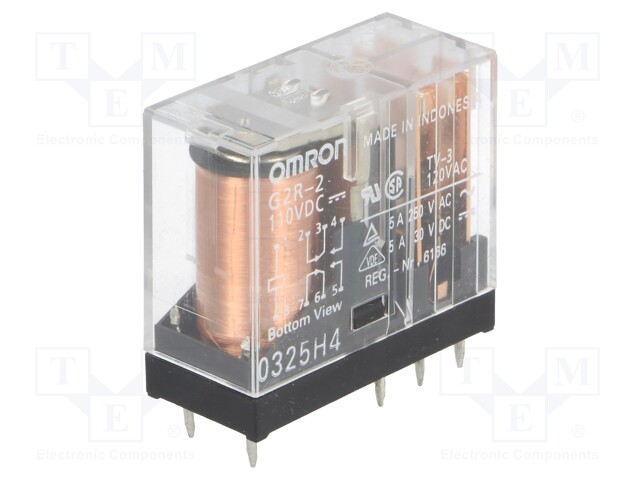 Relay: electromagnetic; DPDT; Ucoil: 110VDC; 5A/250VAC; 5A/30VDC