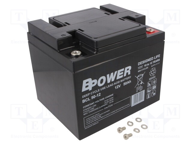 Re-battery: acid-lead; 12V; 50Ah; AGM; maintenance-free