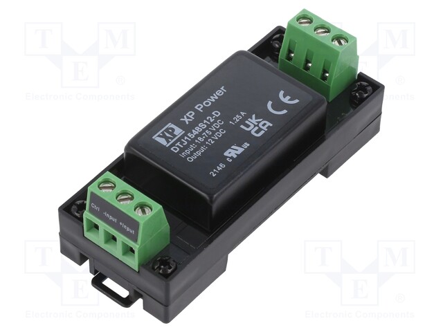 DC/DC Converter, ITE, 1 Output, 15 W, 12 V, 1.25 A