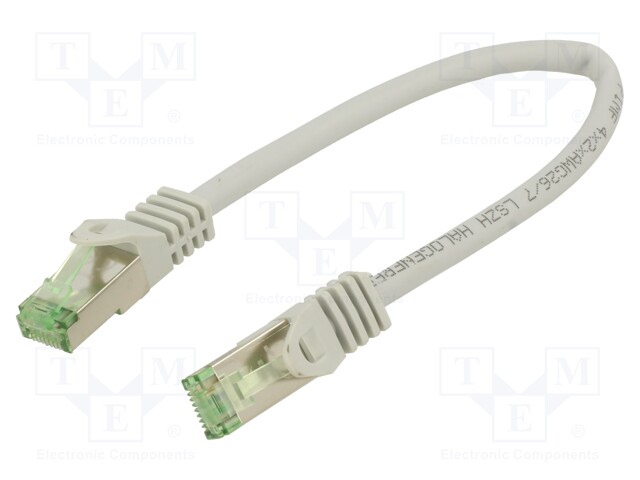 Patch cord; S/FTP; Cat 8.1; stranded; Cu; LSZH; grey; 0.25m; 26AWG