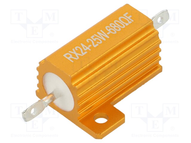 Resistor: wire-wound; with heatsink; 680Ω; 25W; ±1%; 30ppm/°C