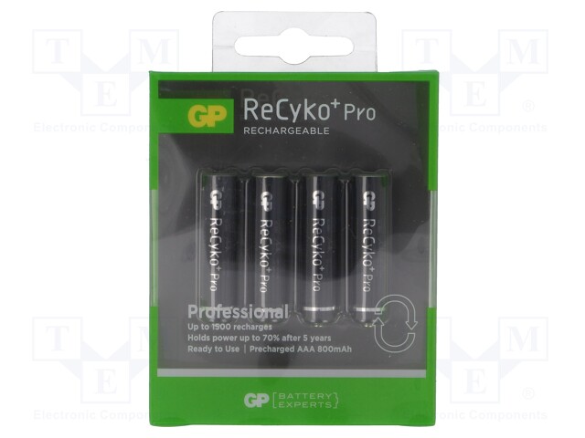 Re-battery: Ni-MH; AAA,R3; 1.2V; 800mAh; ReCYKO+ PRO; Ø10.5x44.5mm