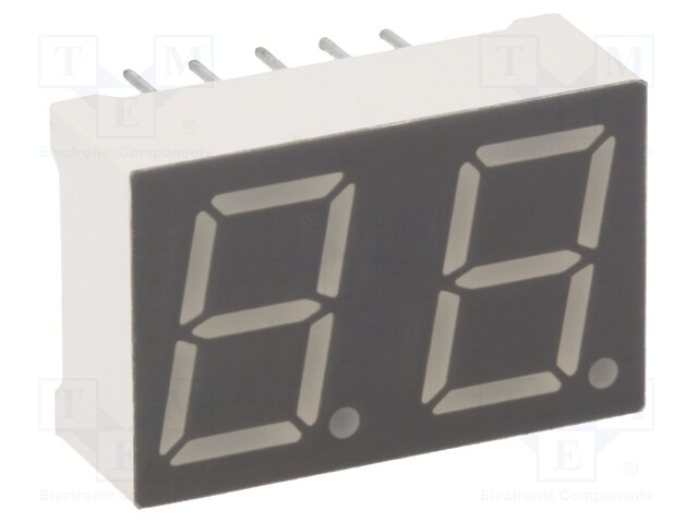 Display: LED; 7-segment; 10mm; 0.39"; No.char: 2; red; 24÷48mcd