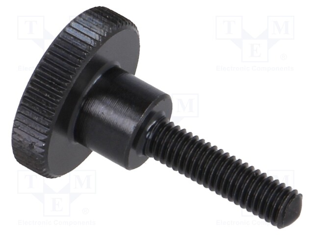 Knob; Dia: 12mm; M3; 12mm; H: 7.5mm; steel; black; Features: knurled