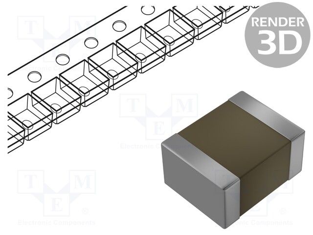 SMD Multilayer Ceramic Capacitor, 0.1 µF, 100 V, 1210 [3225 Metric], ± 10%, X7R, VJ Series