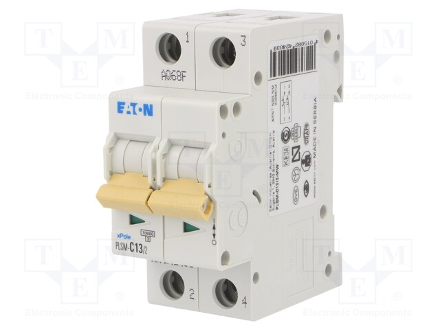 Circuit breaker; 230/400VAC; Inom: 13A; Poles: 2; DIN; Charact: C