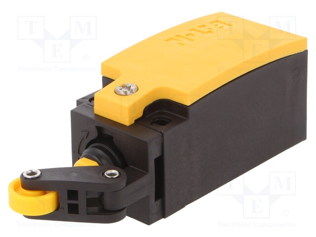 Limit switch; lever R 20mm, plastic roller Ø13mm; NO + NC; 6A