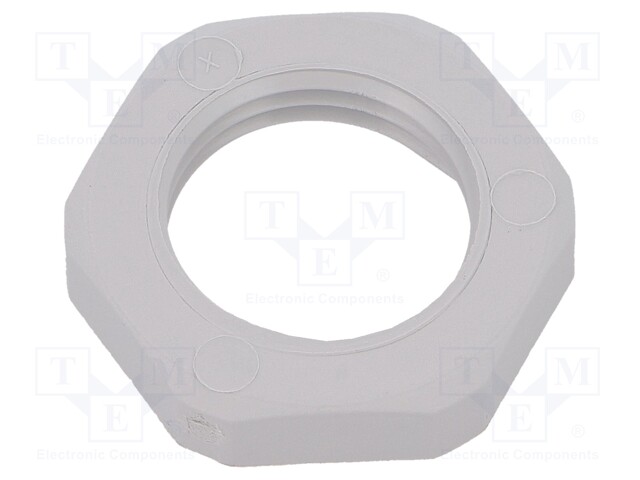 Nut; PG9; polyamide; UL94V-0; D: 5mm; Spanner: 22mm; grey; -40÷100°C