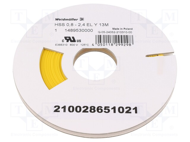 Heat shrink sleeve; polyolefine; yellow; Temp: -55÷135°C; L: 13m