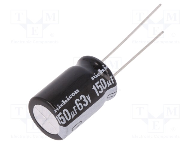 Capacitor: electrolytic; THT; 150uF; 63VDC; Ø12.5x20mm; Pitch: 5mm