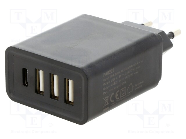 Power supply: switched-mode; 5VDC; 27W; Plug: EU; 100÷240VAC