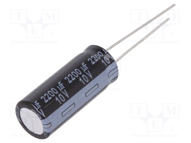 Capacitor: electrolytic; low impedance; THT; 2200uF; 10VDC; ±20%