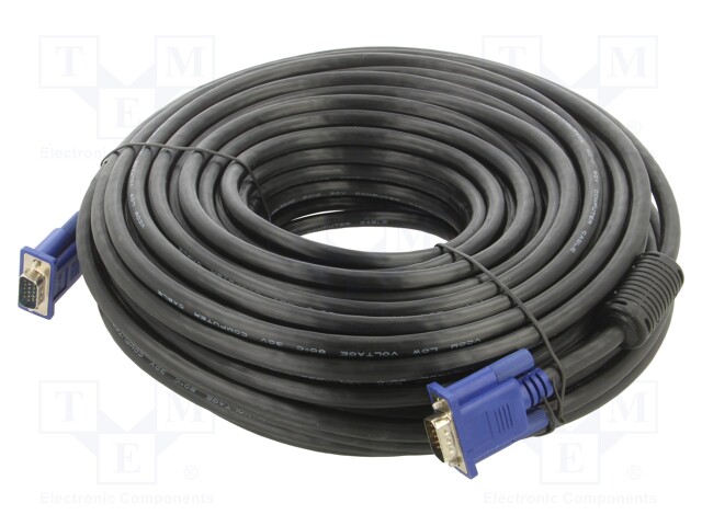 Cable; D-Sub 15pin HD plug,both sides; black; 30m; Øcable: 8mm