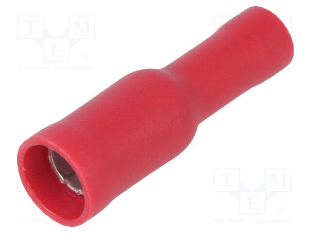 Terminal: round; female; Ø: 4mm; 0.5÷1mm2; crimped; insulated; red