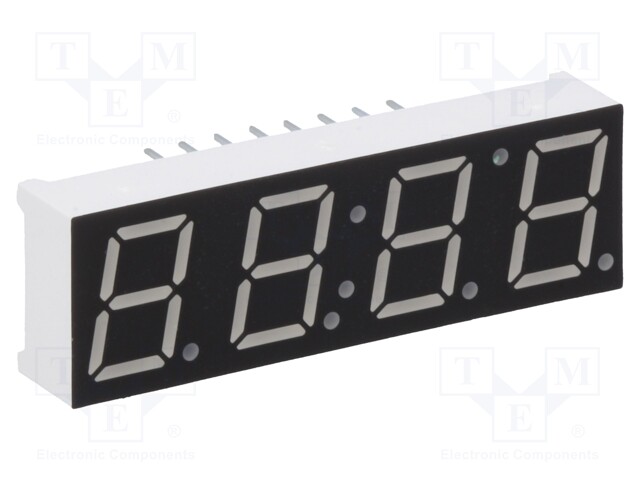 Display: LED; 7-segment; 10mm; 0.39"; No.char: 4; red; 4÷6mcd; 2÷2.4V