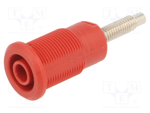 Socket; 4mm banana; 32A; red; nickel plated; Overall len: 38.5mm