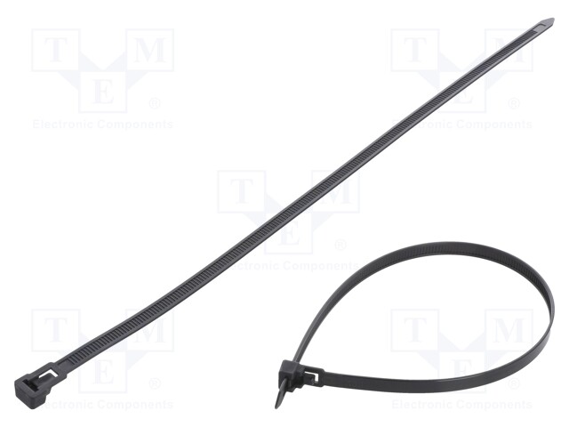 Cable tie; multi use; L: 350mm; W: 7.6mm; polyamide; 222N; black