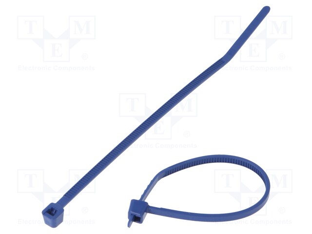 Cable tie; with metal; L: 100mm; W: 2.5mm; polypropylene; 67N; blue