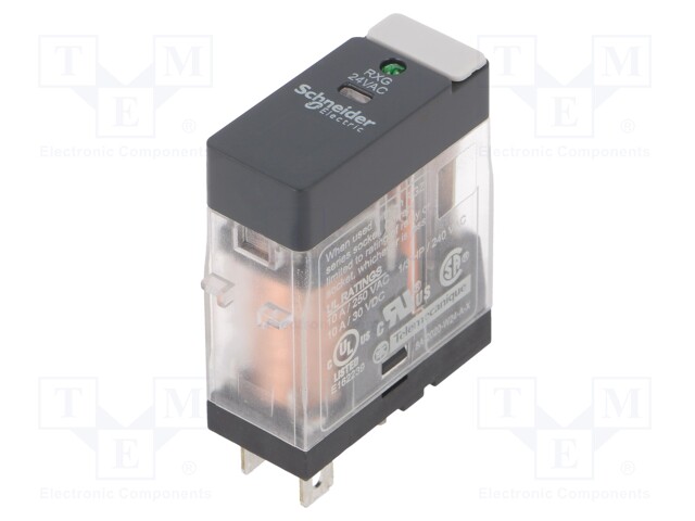 Power Relay, SPDT, 24 VAC, 10 A, Zelio RXG Series, Socket