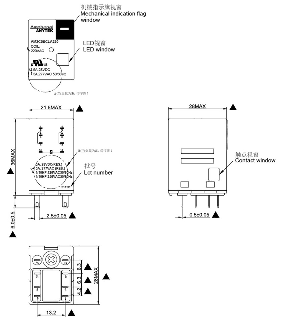 Relay: electromagnetic industrial; DPDT; 24VDC; Icontacts max: 5A