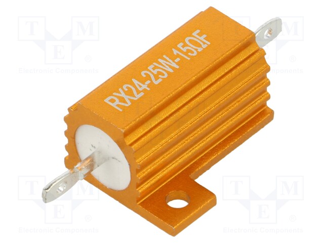 Resistor: wire-wound; with heatsink; 15Ω; 25W; ±1%; 50ppm/°C