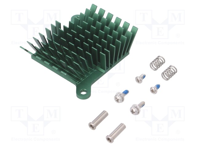 Heatsink: extruded; grilled; green; L: 40mm; W: 38mm; H: 15mm; 3.3°C/W