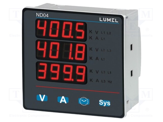 Meter; on panel; digital; 3 LED; True RMS; 45÷65Hz; 96x96x59mm; 5A