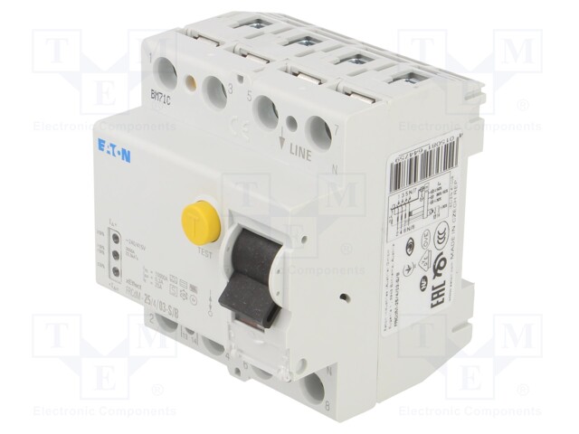 RCD breaker; Inom: 25A; Ires: 300mA; Poles: 4; 240/415VAC; DIN; IP20