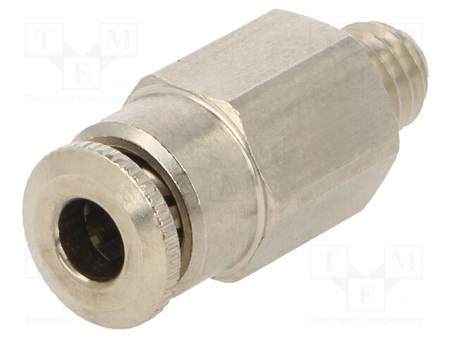 Push-in fitting; straight; M6; 0÷30bar; Mat: nickel plated brass