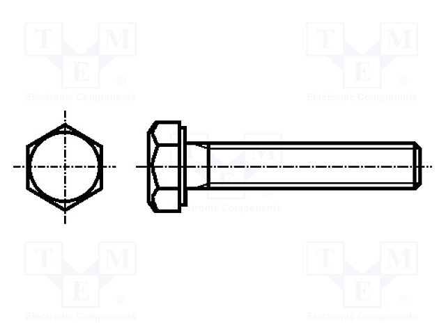 Screw; M4x20; DIN: 933; Head: hexagonal; none; brass