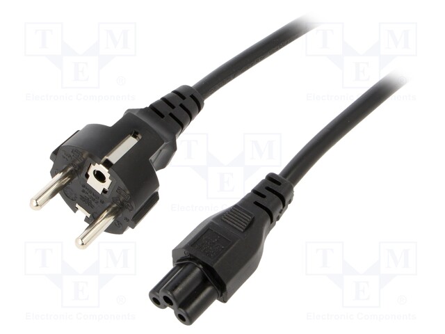 Cable; CEE 7/7 (E/F) plug,IEC C5 female; 1.8m; black; PVC; 2.5A