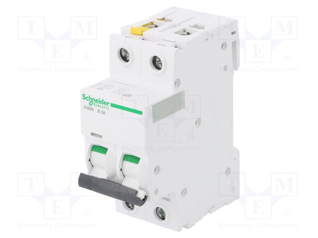 Circuit breaker; 400VAC; Inom: 2A; Poles: 2; DIN; Charact: B; 6kA