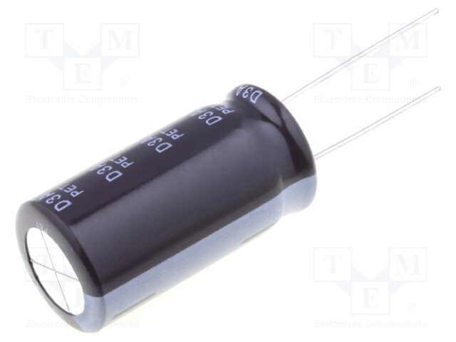 Capacitor: electrolytic; THT; 47uF; 450VDC; Ø16x31.5mm; ±20%