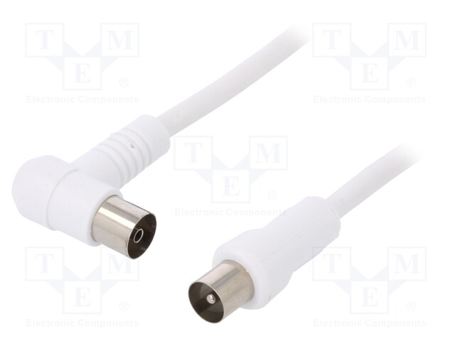 Cable; 75Ω; 2.5m; shielded, twofold; white