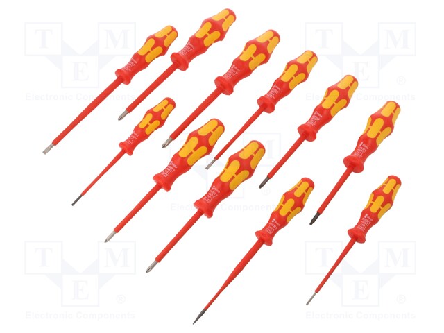 Screwdrivers; Pcs: 11; insulated; Package: bag; 1kVAC