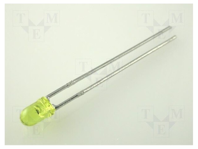 LED; 3mm; yellow; 10÷50mcd; 50°; Front: convex