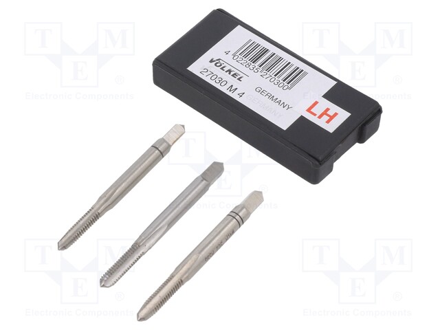 Tap; HSS-G; M4; 0.7; 45mm; Pcs: 3; Conform to: DIN 352; 3,4mm