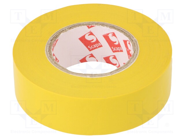 Tape: electrical insulating; W: 19mm; L: 20m; Thk: 0.13mm; yellow