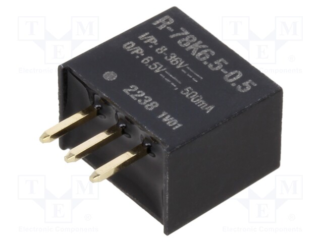 Converter: DC/DC; Uin: 8÷36V; Uout: 6.5VDC; Iout: 500mA; SIP3; 1.7g