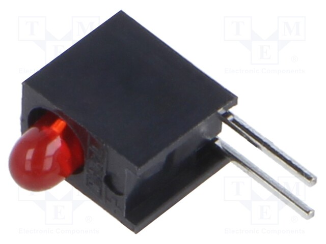 Circuit Board Indicator, Red, 1 LEDs, Through Hole, T-1 (3mm), 20 mA, 35 mcd