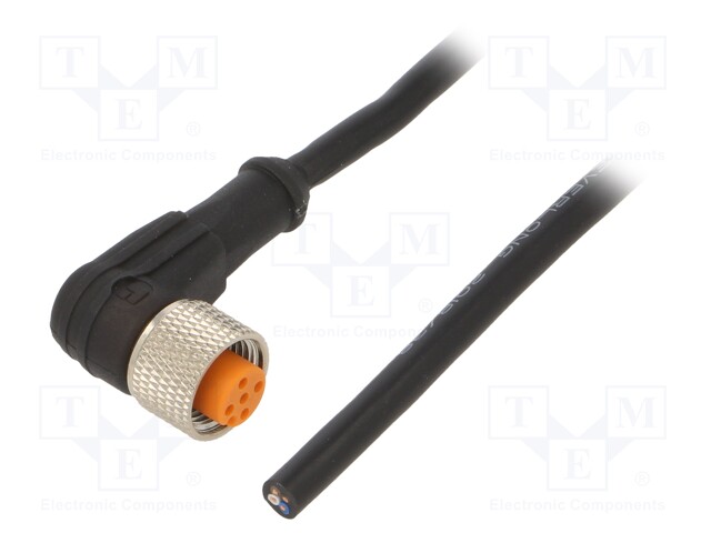 Connection lead; M12; PIN: 4; angled; 5m; plug; 4A; LED; -25÷80°C