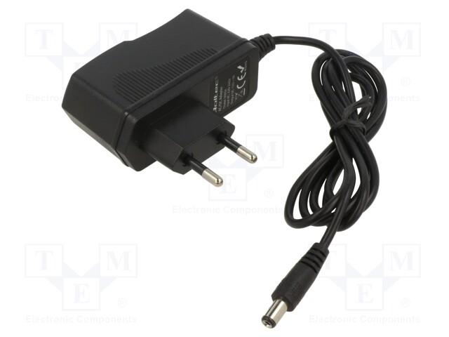 Power supply: switched-mode; 12VDC; 1A; 12W; Plug: straight